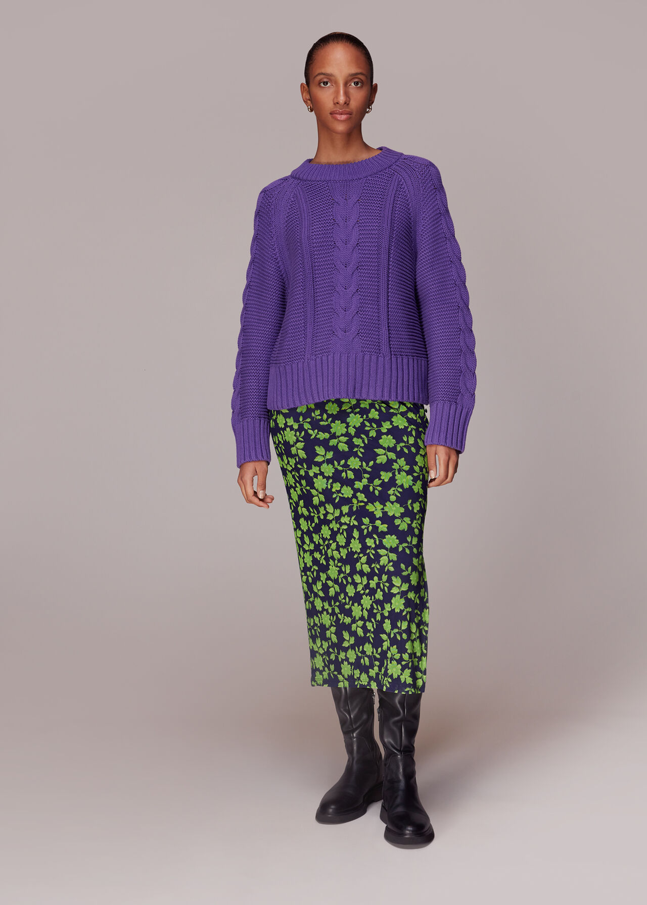 Linear Floral Bias Mesh Skirt